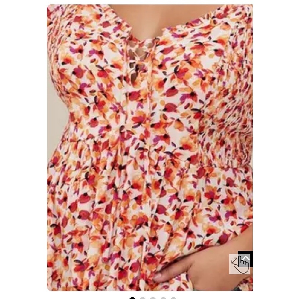 Torrid ‎ 2 XL Peplum Top  Women's Multicolor Floral Off Shoulder Bodice Smocked